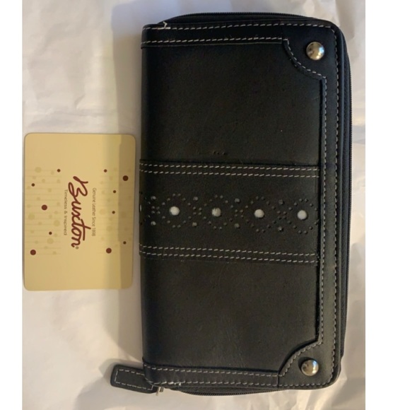 Buxton Black Ladies Genuine Letter wallet - Picture 1 of 6